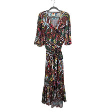 NWOT Farm Rio Anthropologie Maxi Wrap Fiesta Dress Size XS Boho Colorful Floral