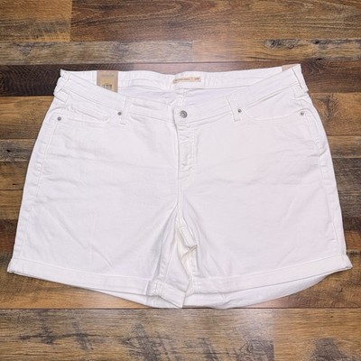 Levis Mid Length Shorts Womens 24W White Mid Rise Stretch Cuffed New