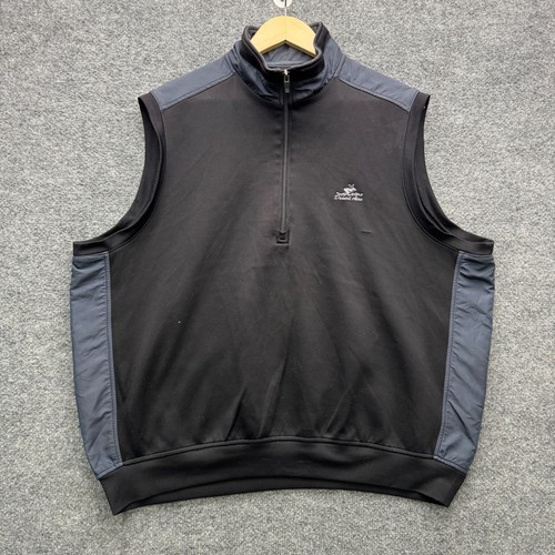 Page & Tuttle 1/4 Zip Golf Vest Mens XL Black Gray Sleeveless Outdoor Athletic