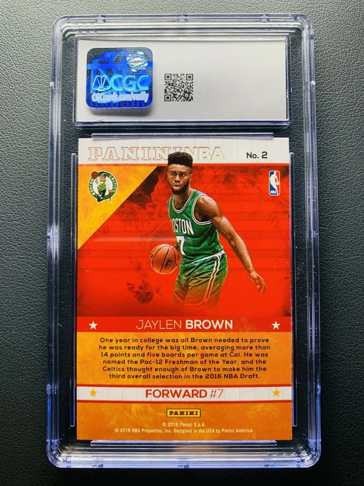 2016-17 Panini Hoops Jaylen Brown #2 Hot Signatures Rookie RC Print Auto CGC 9 - Image 2 of 2