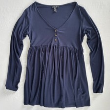New Look Maternity Navy Blue Smock Mini Dress UK 10 Long Sleeve V Neck