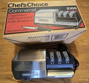 Chefs Choice 2100 Commercial Diamond Knife Sharpener 3-Stage Excellent Cond