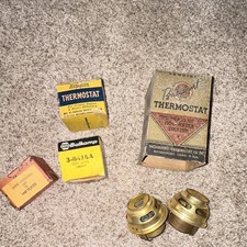 Lot Of 4 Assorted Vintage Car Parts Thermostat Repl Lens Spring Lockwashers