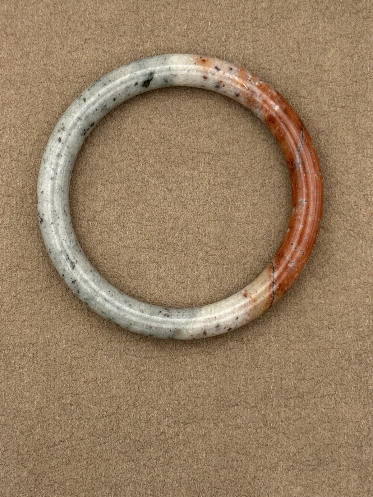 Solid Stone Bangle Bracelet Rust Cream Black 62mm… - image 5