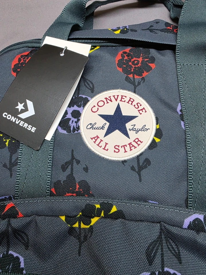 Converse Unisex Floral Square Backpack, Green - Image 3 of 4