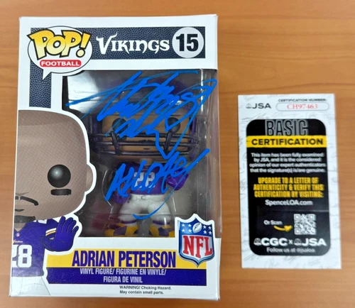 ADRIAN PETERSON Signed Autographed Minnesota Vikings FUNKO POP #15 Beckett COA