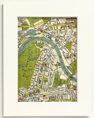 #ad Antique 1940s London Map Mounted Colour KEW GARDENS GUNNERSBURY CHISWICK GBP 9.99