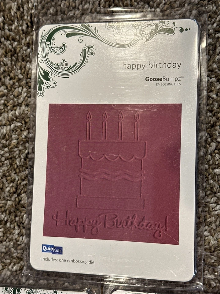 3 QuicKutz Crafts 4X4 Embossing Die Zebra Happy Birthday Hearts GOOSEBUMPZ Lot - Image 4 of 4