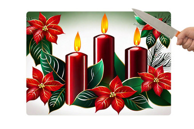 Weihnachten Motiv Glas Schneidebrett Schneiden Stechpalme Beeren Festliche Jahreszeit Sparer