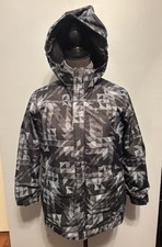 Columbia Interchange Youth 3-in-1 Coat Size Medium Black Gray Geometric Design