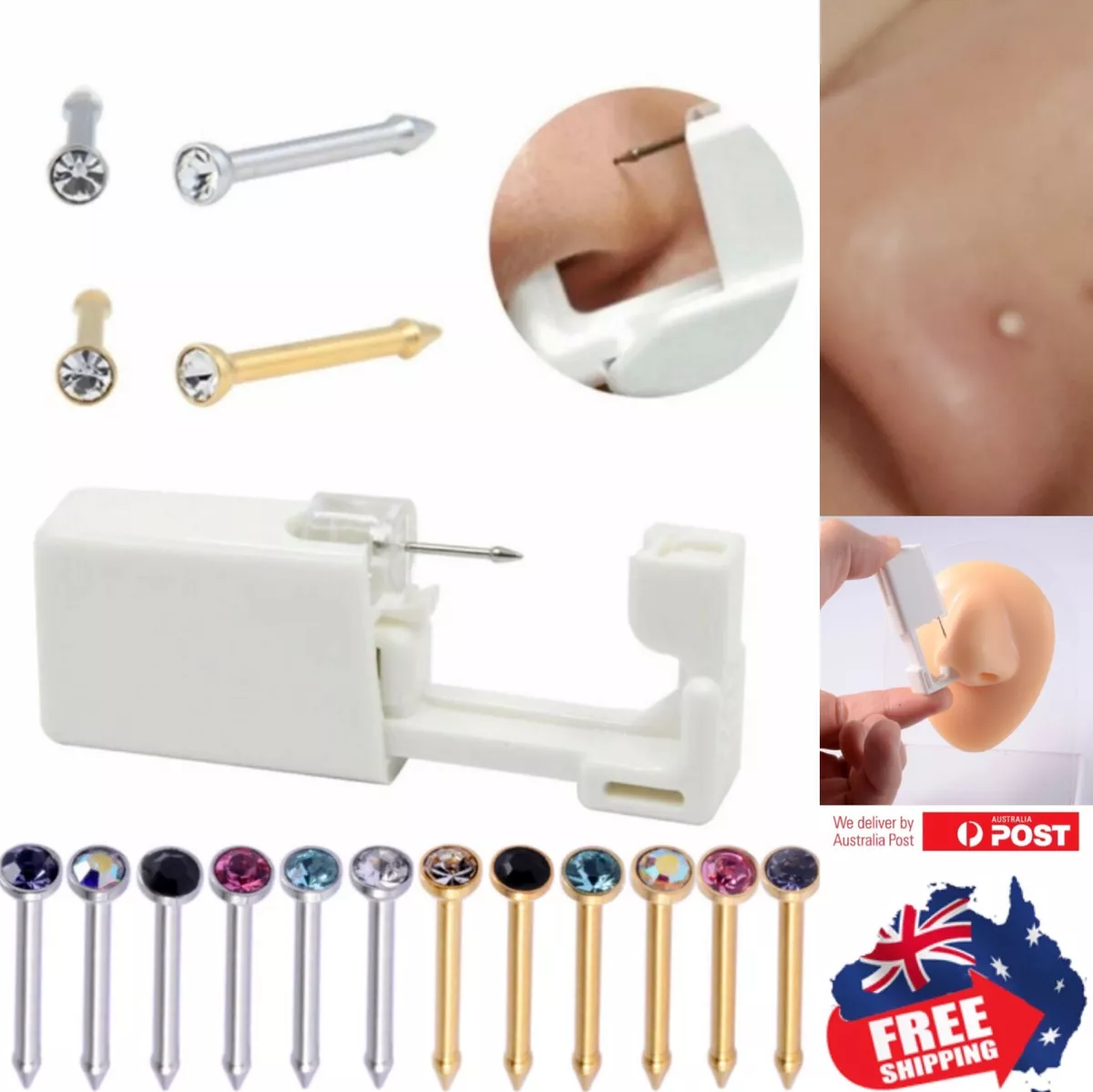 1pc Disposable Sealed Nose Piercing Gun Kit Tool With 316L Stud