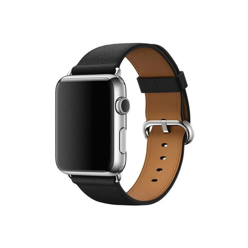 Genuine Apple Classic Buckle Leather Watch Band Black 42mm