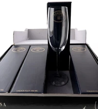 4 Crystal Champagne Flutes Bohemian 190 ML Crystalex Boxed 40656 Teracina