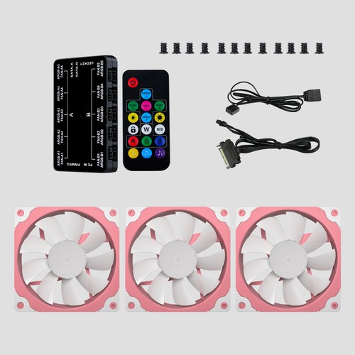 Vetroo SA-140 3-Pack Pink 140mm ARGB & PWM LED PC Computer Case Cooling Fans - Picture 8 of 10
