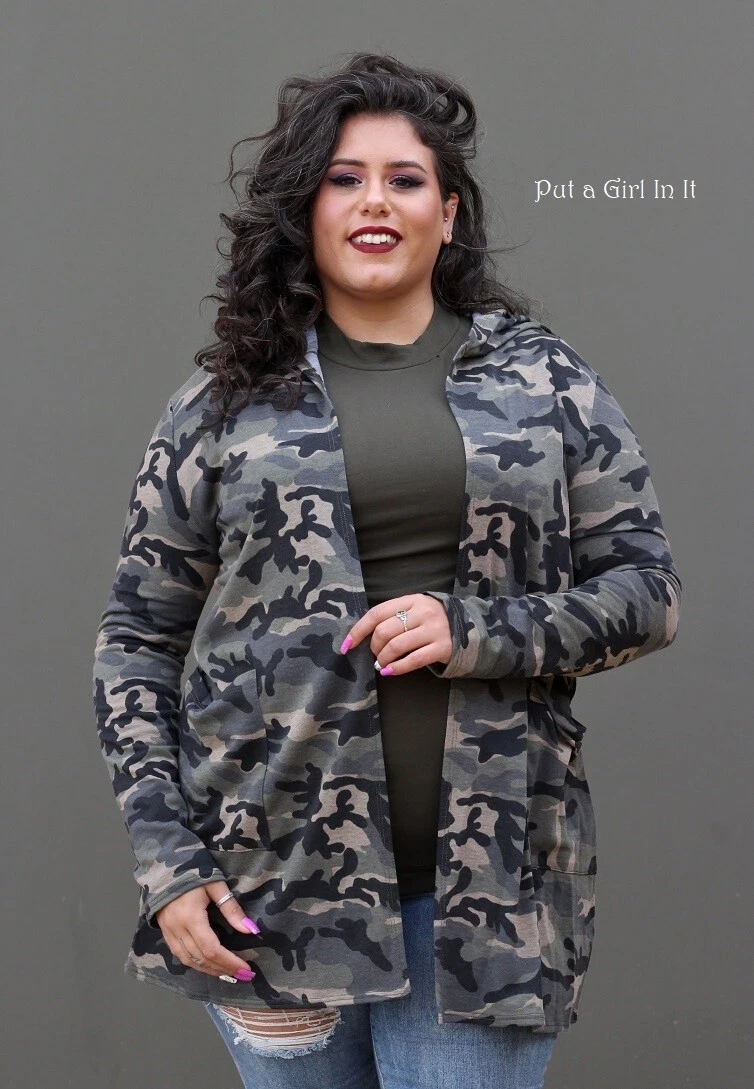 Army top print cardigan