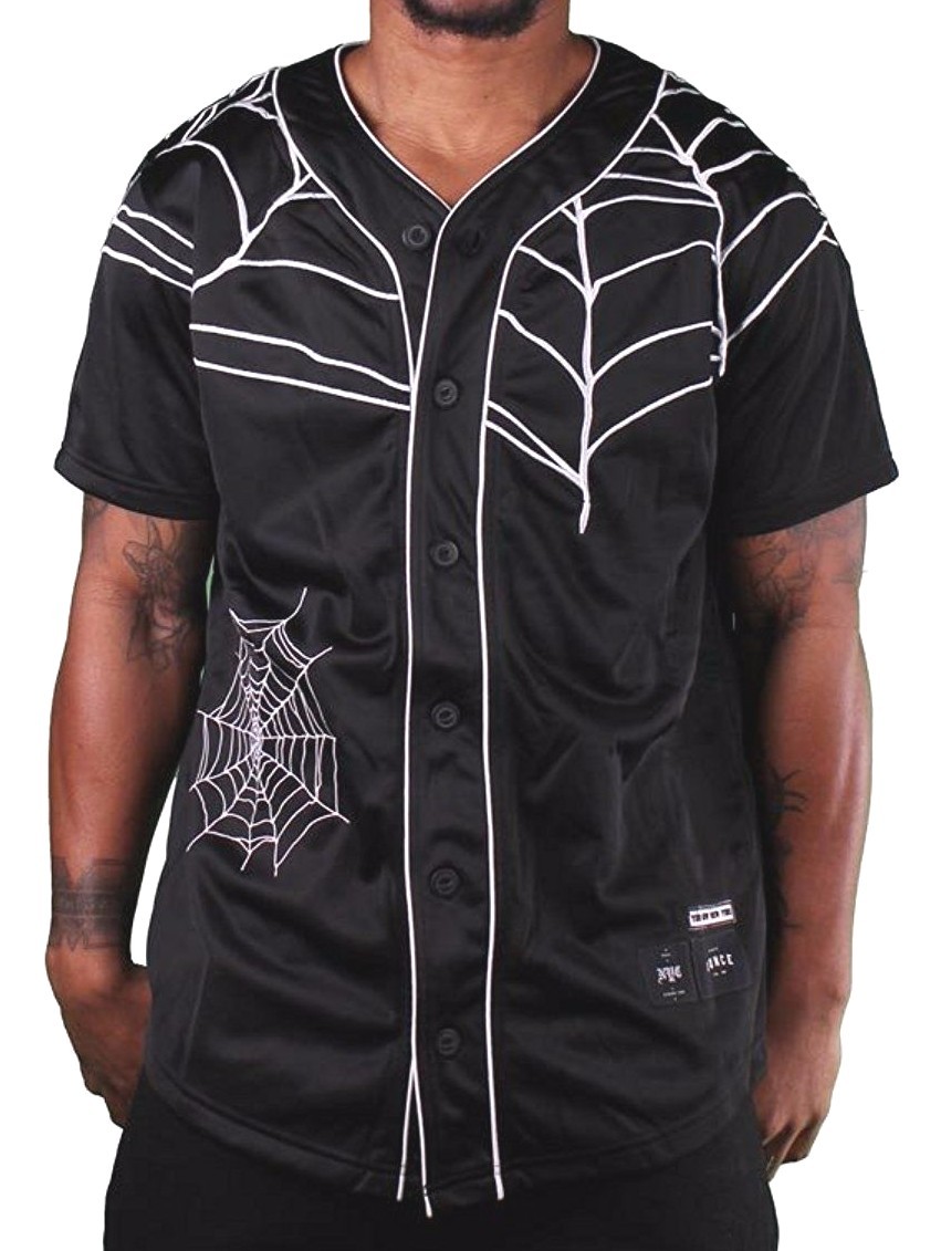40 Acres Twill Baseball Jersey Black 黒 40 Oz New York Forty Ounce NYC Black Spider Web Baseball