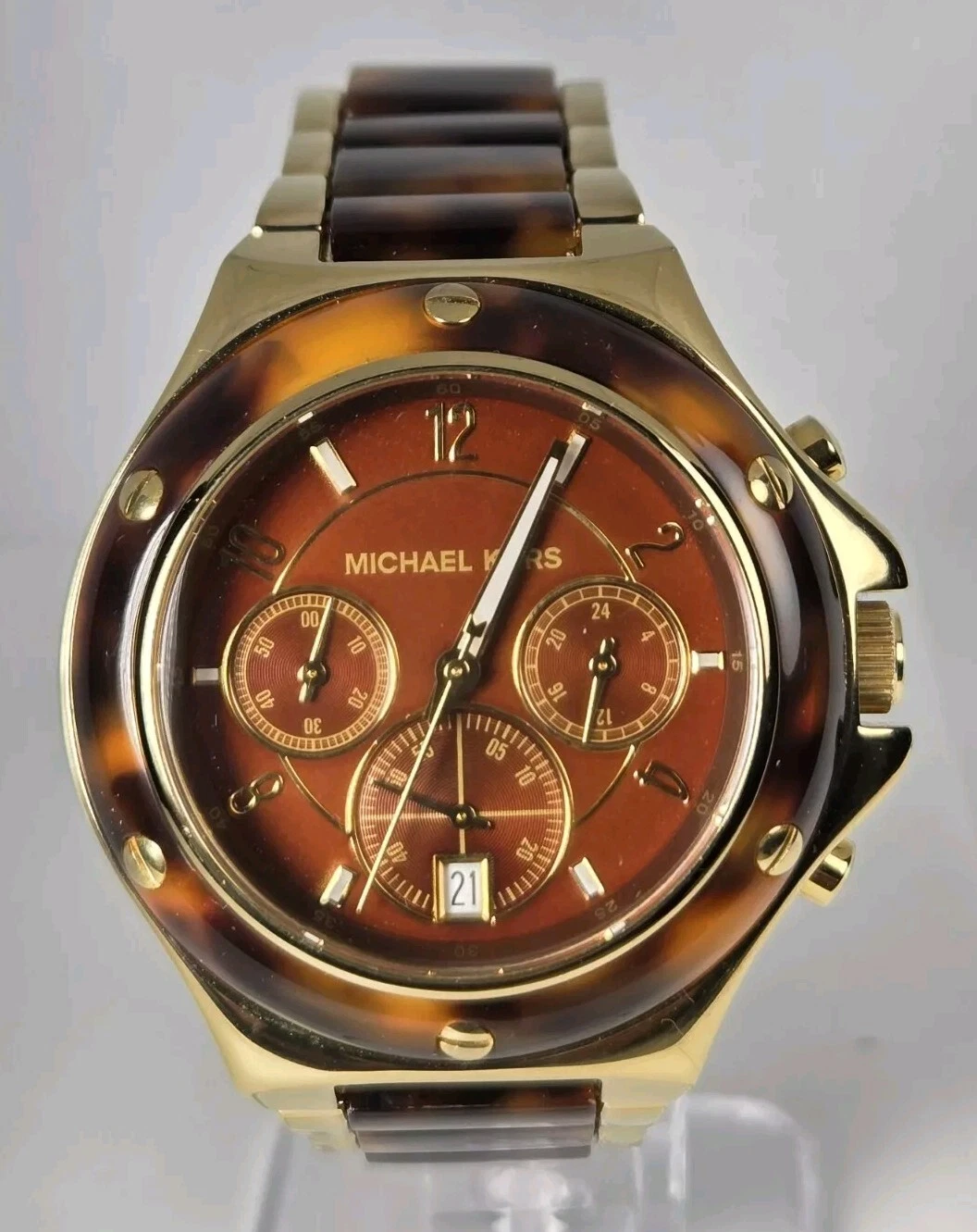 MICHAEL KORS GHRONO Donna Tartaruga St Steel 45mm Water Resistente 50M Quadrante Marrone