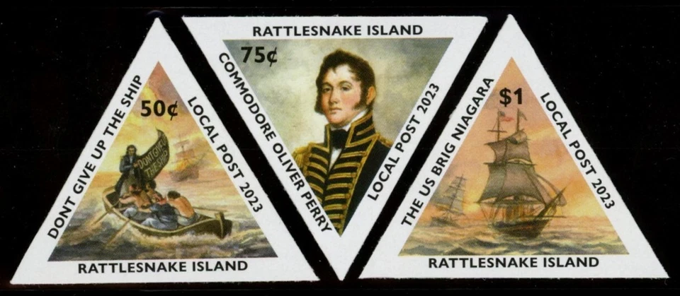 Rattlesnake Island Local Post Stamps NEW 2023 Battle of Lake Erie Perf & Imperf - Image 2 of 4