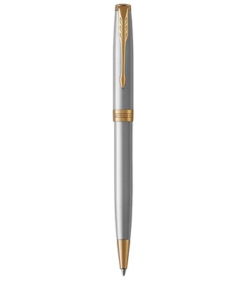 Parker Sonnet Stainless Steel & Gold Ballpoint Pen Blue Ink In Box *