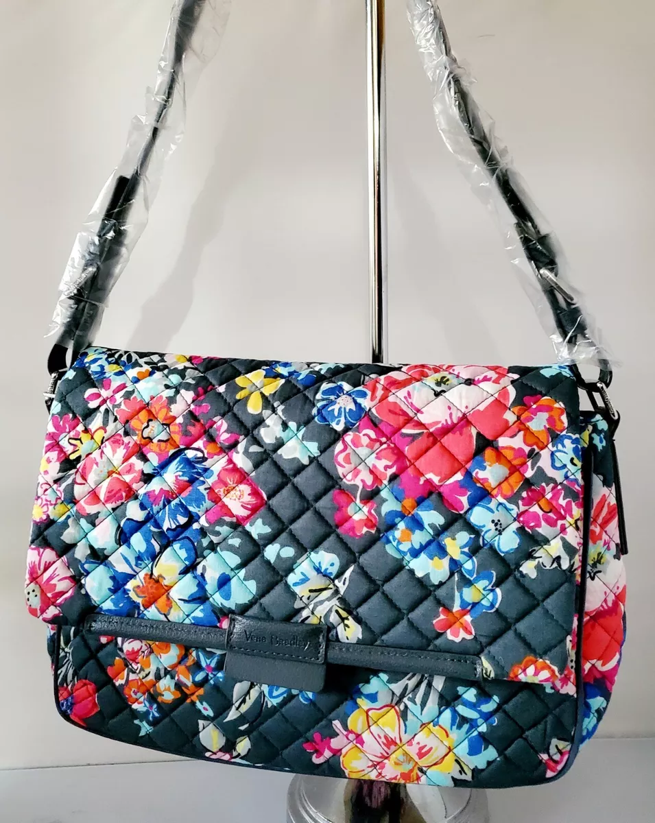 Vera Bradley PRETTY POSIES ICONIC Satchel Shoulder Bag Leather