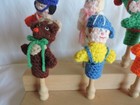 Set of Eight Crocheted Finger Puppets with a Wood Stand — photo 2