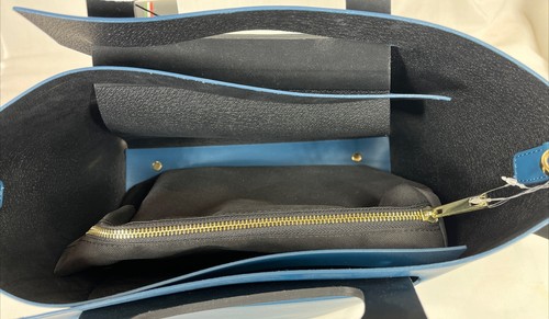 Stella Bianca Echtleder Made in Italy blau/schwarz 2-in-1 Handtasche Geldbeutel Neu mit Etikett - Bild 8 von 9