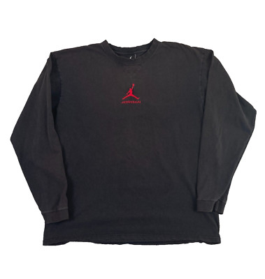 Vintage Y2K Jordan Center Hit Long Sleeve T Shhirt Mens Large L Basketball Faded