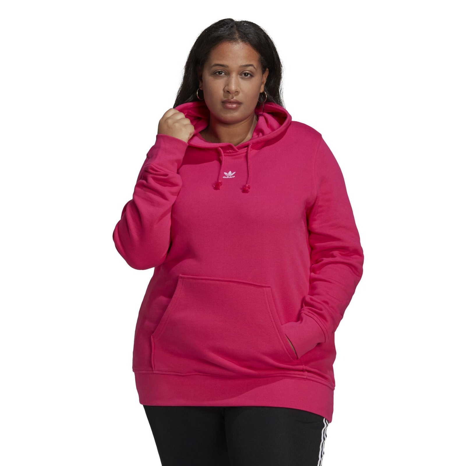 Женская толстовка Adidas с капюшоном из флиса Adicolor Essiantials Trefoil, натуральный пурпурный