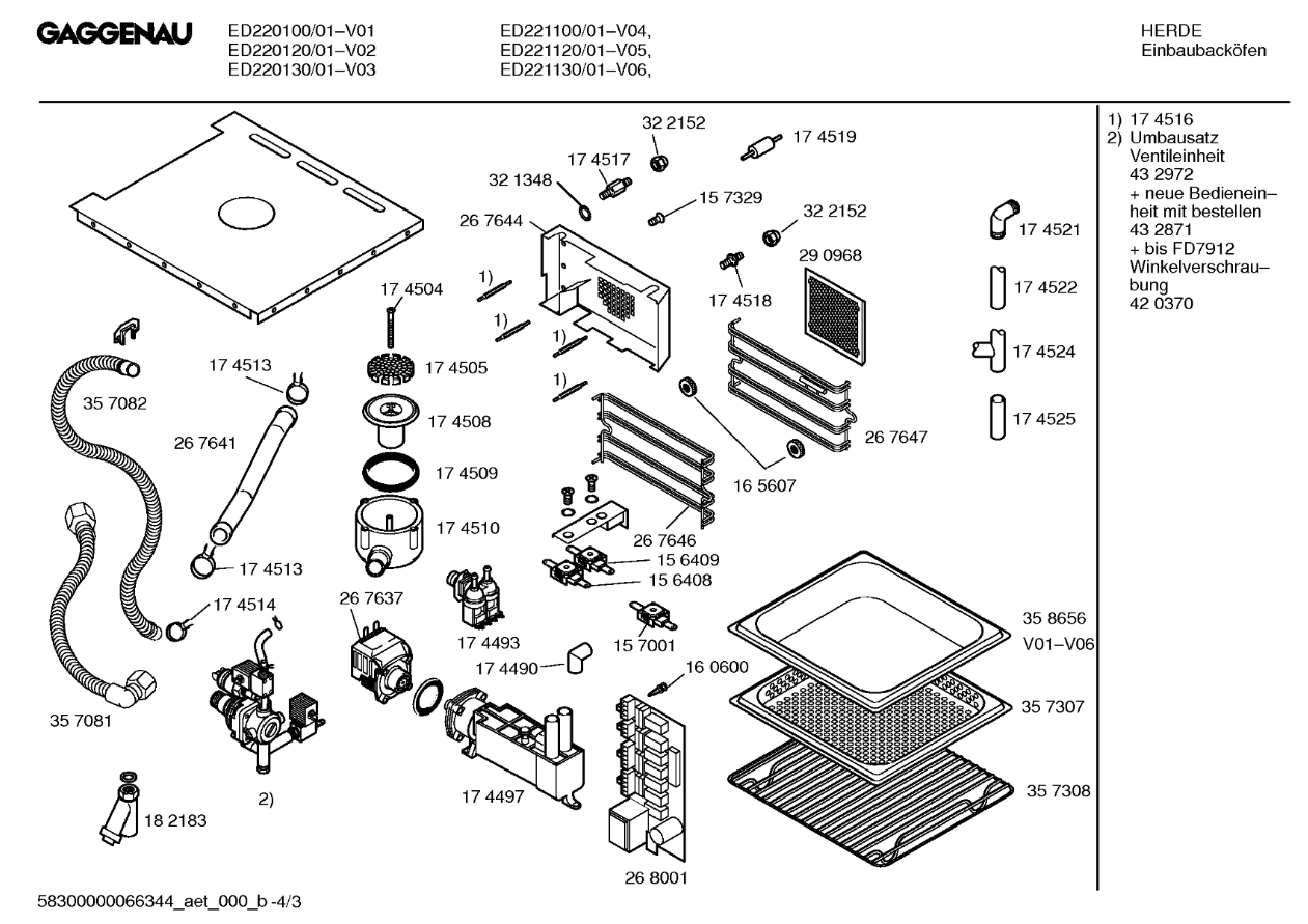 1 Ersatzteil spare part Gaggenau ED220 Dampfbackofen eBay