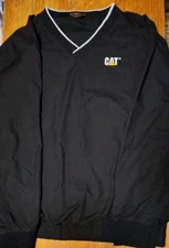 🔥 Harriton CAT Caterpillar Pullover Jacket Mens XL Black Windbreaker Pockets
