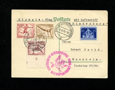 Zeppelin Sieger 427Ba 1936 LZ129 Olympic Flight Germany Post on Postcard