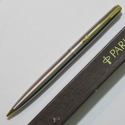 1960's NEW .9m Made in USA Parker Pencil 45 Stainless Steel Flighter Gold plated