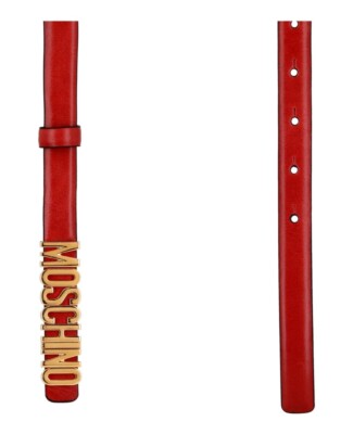 Moschino Womens 46 US X-large Lettering Logo Belt Name Red 