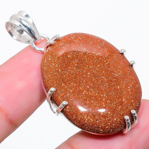 Red Sunstone Gemstone 925 Sterling Silver Handmade Jewelry Pendant Size 1.50" - Picture 1 of 1