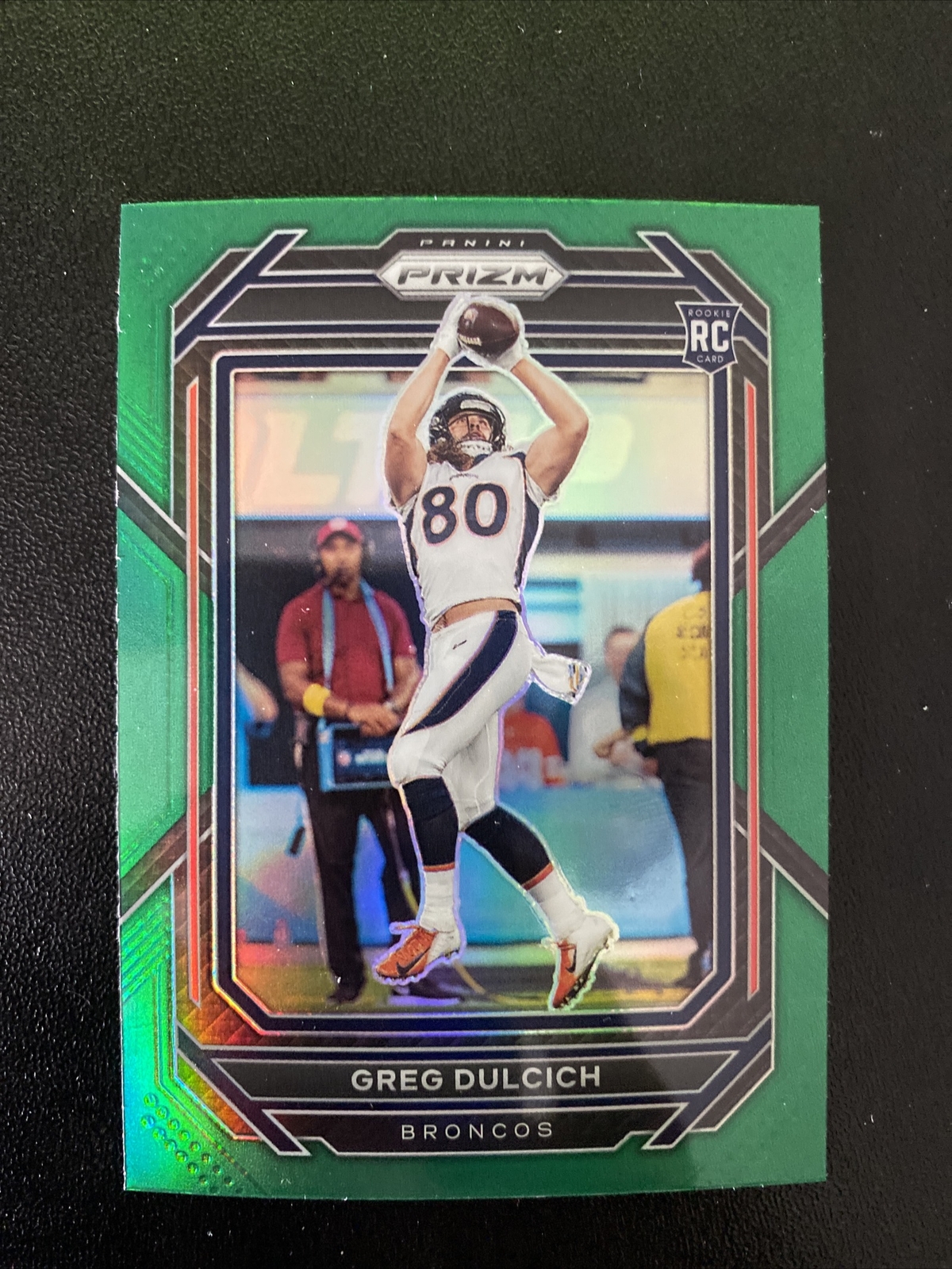 2022 Panini Prizm Greg Dulcich Green Prizm #360 RC Denver Broncos