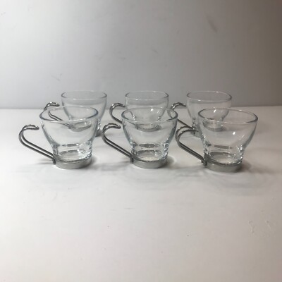 Expresso Cups 6 Bormilio Rocco/Cappuccino Stainless Steel Handle Made in Italy