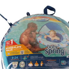 NEW SwimWays Baby Spring Pool Float 9-24 Months Sun Canopy Swim Shark Print