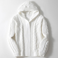 Men Knitted Jacket Slim Long Sleeve Cardigan Casual Sweater Coat Hoodie
