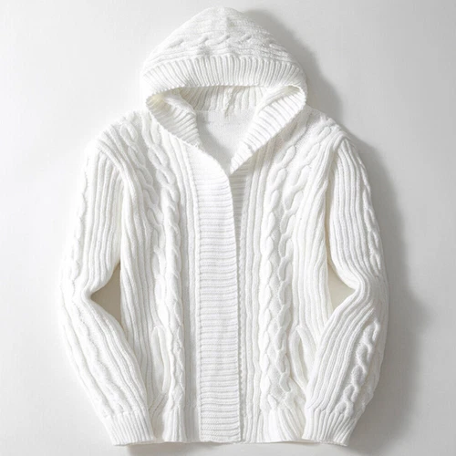 Men Knitted Jacket Slim Long Sleeve Cardigan Casual Sweater Coat Hoodie - Bild 1 von 6