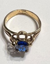 STERLING Blue Stone Flower Ring Size 7 1/2