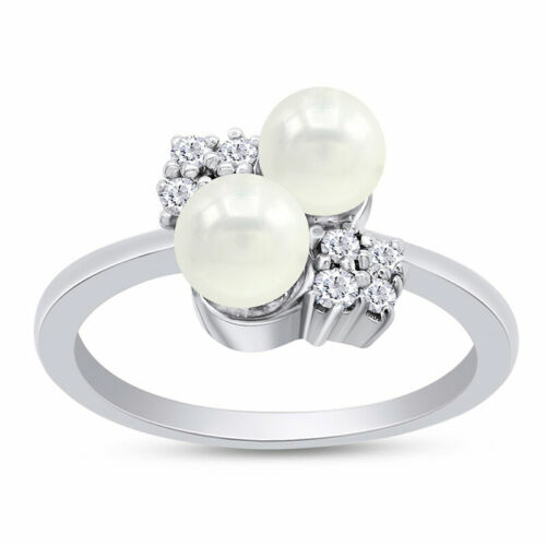 Pt900 white butterfly south sea pearl diamond ring D0.25ct 10g #17 