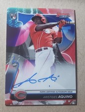 2020 Bowman's Best of 2020 Blue Refractor Aristides Aquino Autograph RC /150