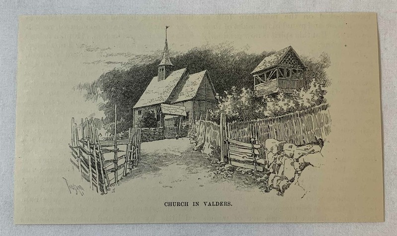 1889 magazine engraving ~ CHURCH IN VALDERS Norway