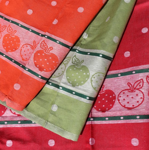 3X Strofinacci Mela Kracht Cucina Set Mezzo Lino Frutta