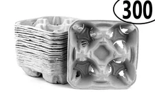 300 Pack Pulp Fiber 4 Cup Drink Carrier Tray Biodegradable Stackable Compostable
