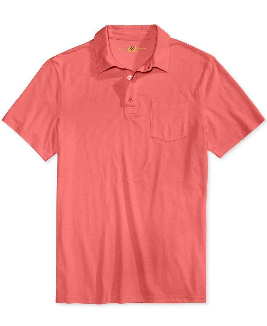 03's Club Store　904545 Nwt $95 Club Room Men Pink Short-Sleeve Polo Collar Button Cotton