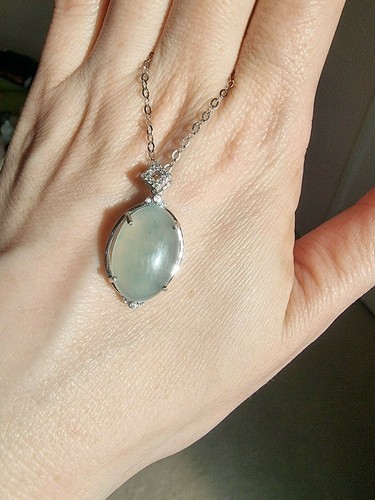 Genuine 6.3 ct Icy Green Jadeite Jade (Type A) 925 Silver Pendant with Chain - Picture 9 of 12