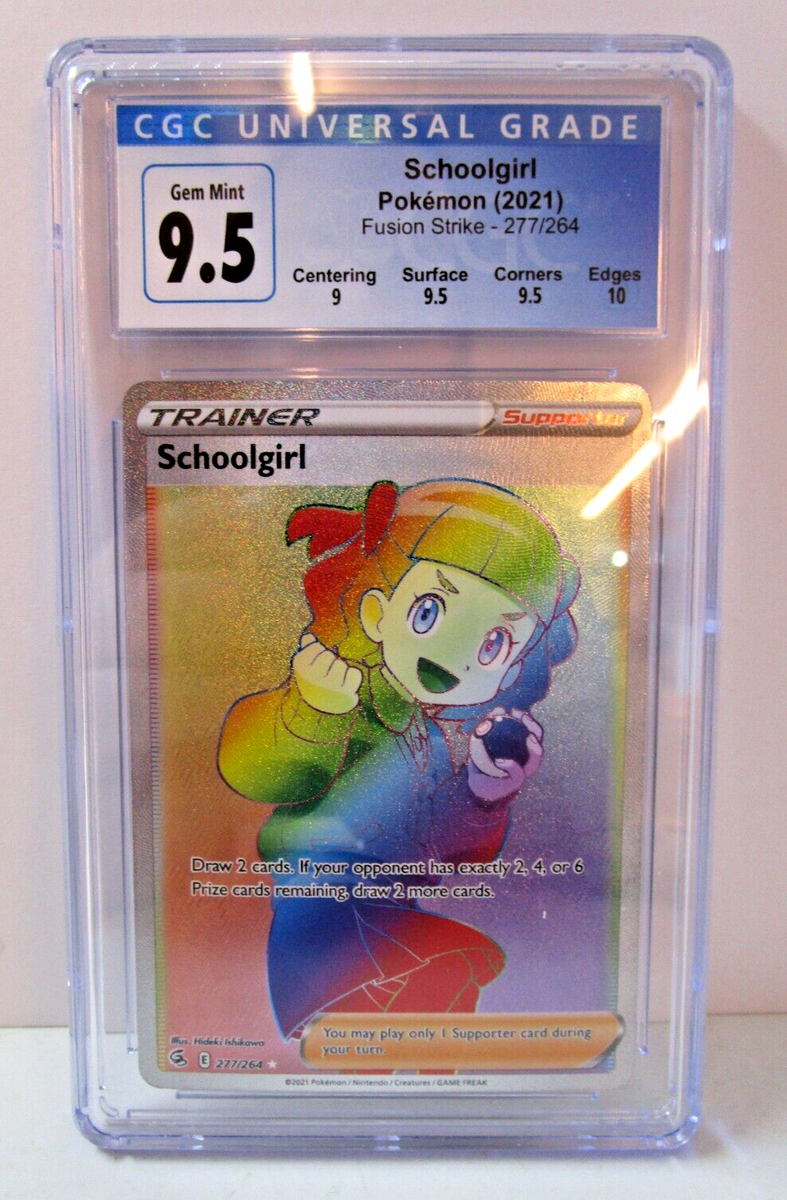rainbow schoolgirl pokemon card price Schoolgirl 277/264 [CGC 10 9.5] 2021 Full Art Secret Rainbow Rare Fusion  Strike