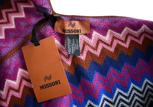 NEW Authentic MISSONI Multi-Color ZIGZAG CHEVRON WOOL Blend Fringe Poncho - Afbeelding 11 van 12