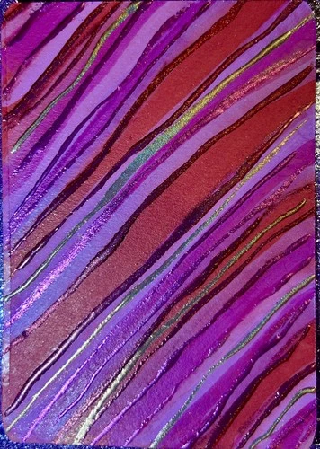 ACEO Original Abstract Metallic Drawing, Warm colors, 3D Art, Acrylic Painted